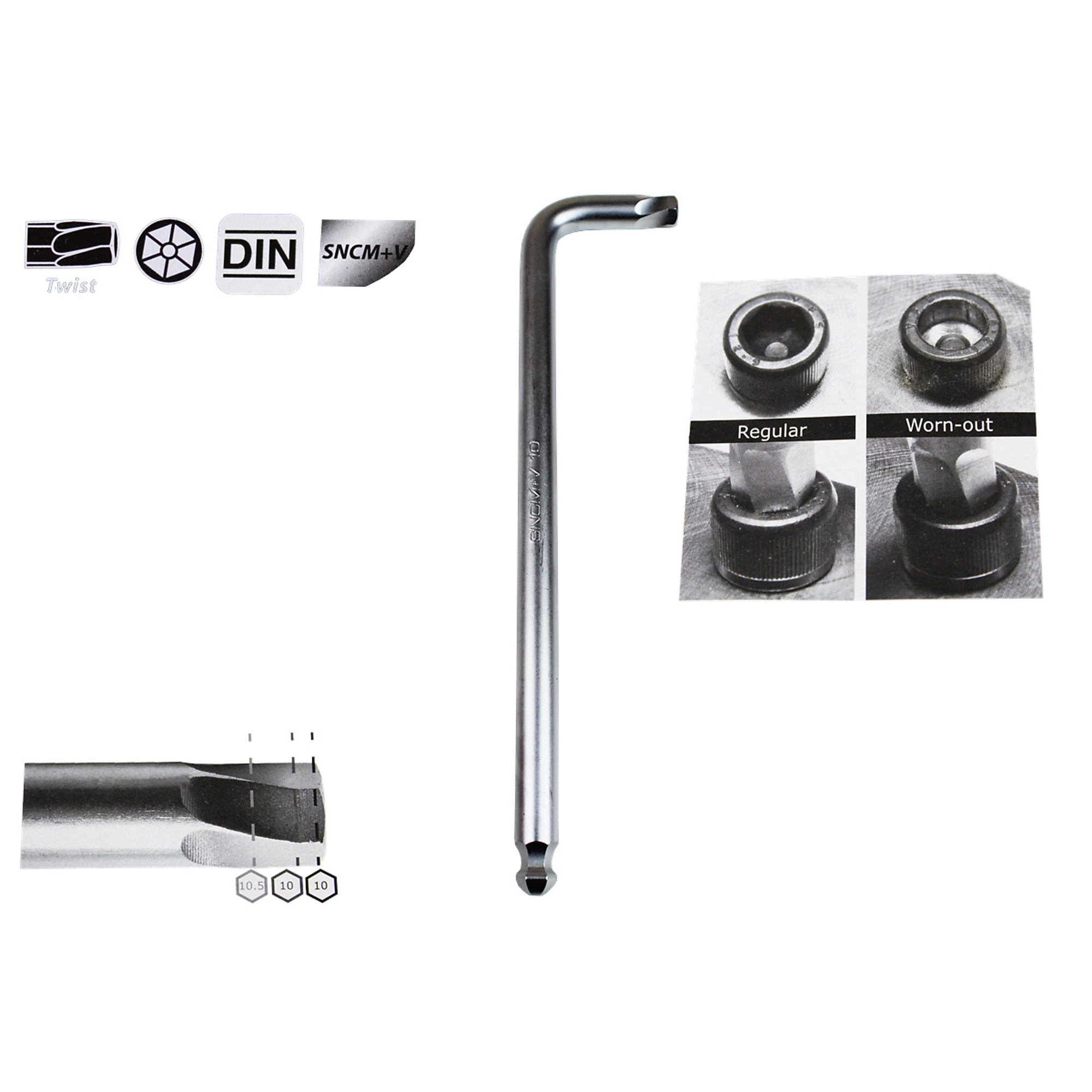 K Tool International Allen Key Set — 9-Pc., Damaged Hex Screw Removal, Chrome-Plated, Model# KTI75450